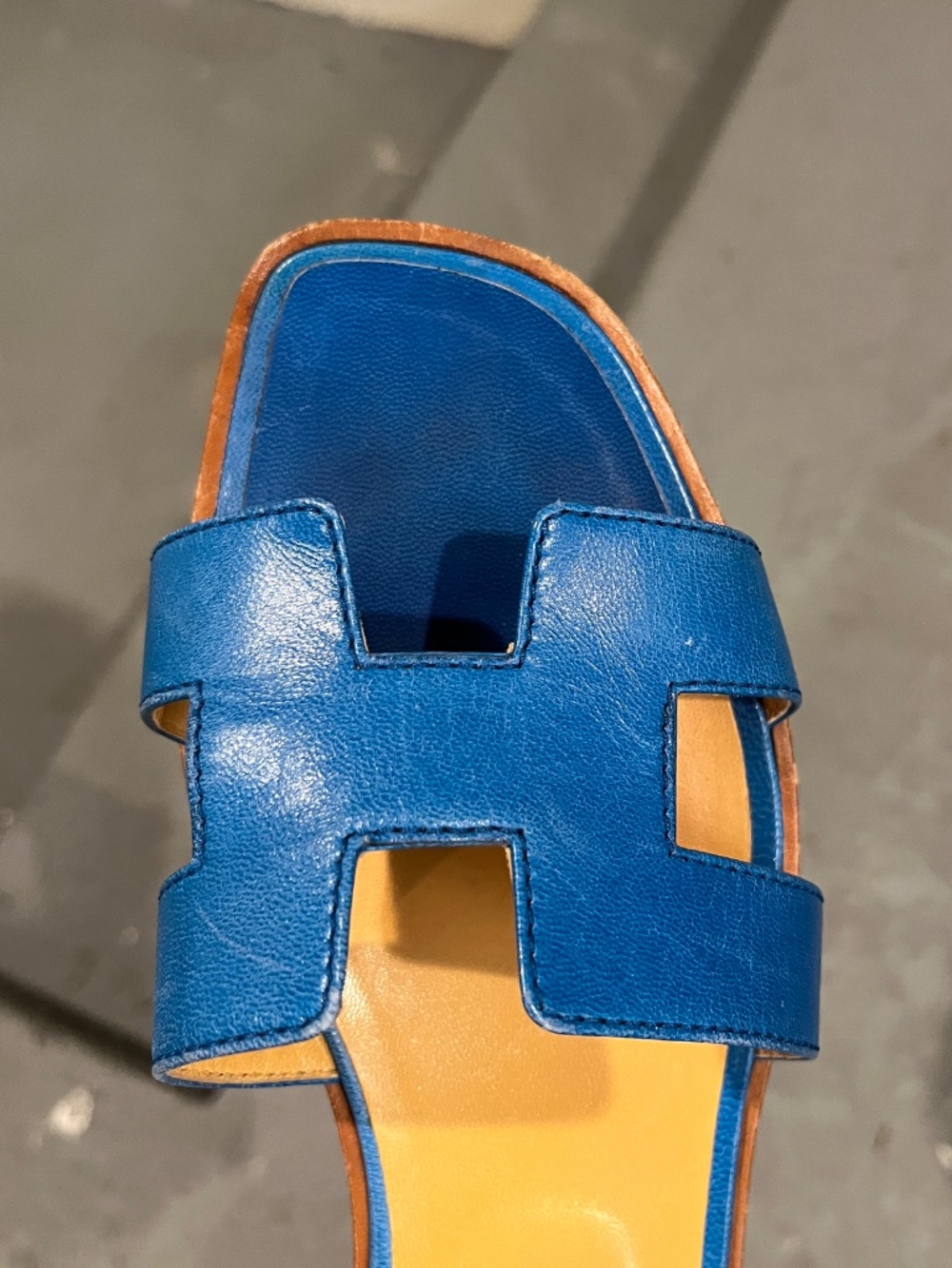 BLUE Hermes ORAN Slide sandals 38.5 Women Made in Italy - Picture 4 of 10